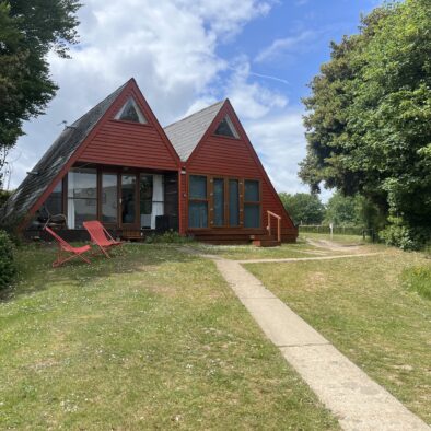 Front of Chalet 126 holiday chalet at Kingsdown Holiday Park